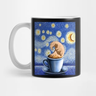 Cappuccino coffee lover great wave off kanagawa Van Gogh starry night Mug